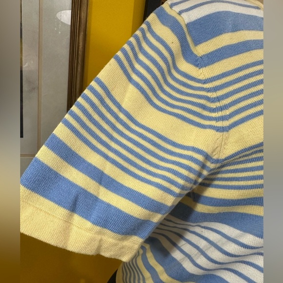 Christopher & Banks Women’s Blue & Yellow Striped Short Sleeve Top - Picture 6 of 11